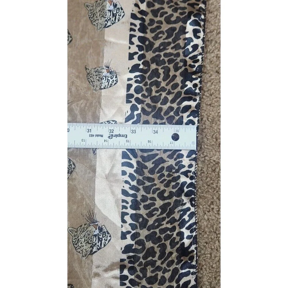 Animal Print Silk Scarf Shawl Gold Brown Sheer Cheetah Leopard Print‎ 36 X 36